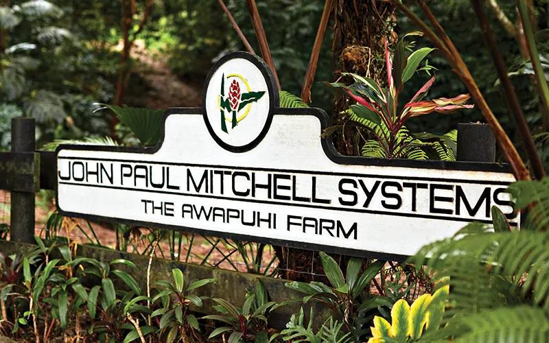 image of the John Paul Mitchell Systems Awapuhi Farm signage
