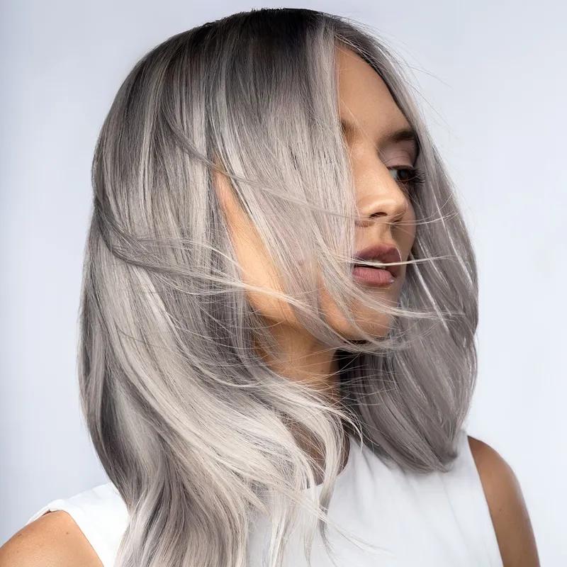 artistic image of model with Silver hair