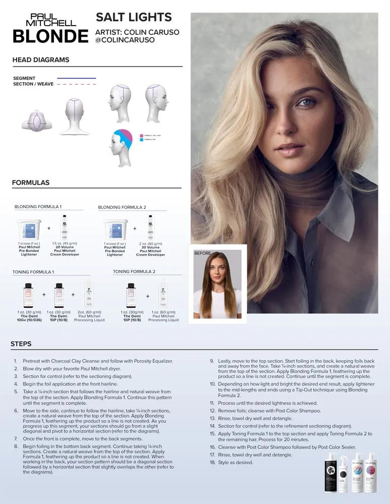image of Paul Mitchell Blonde Salt Lights tip card
