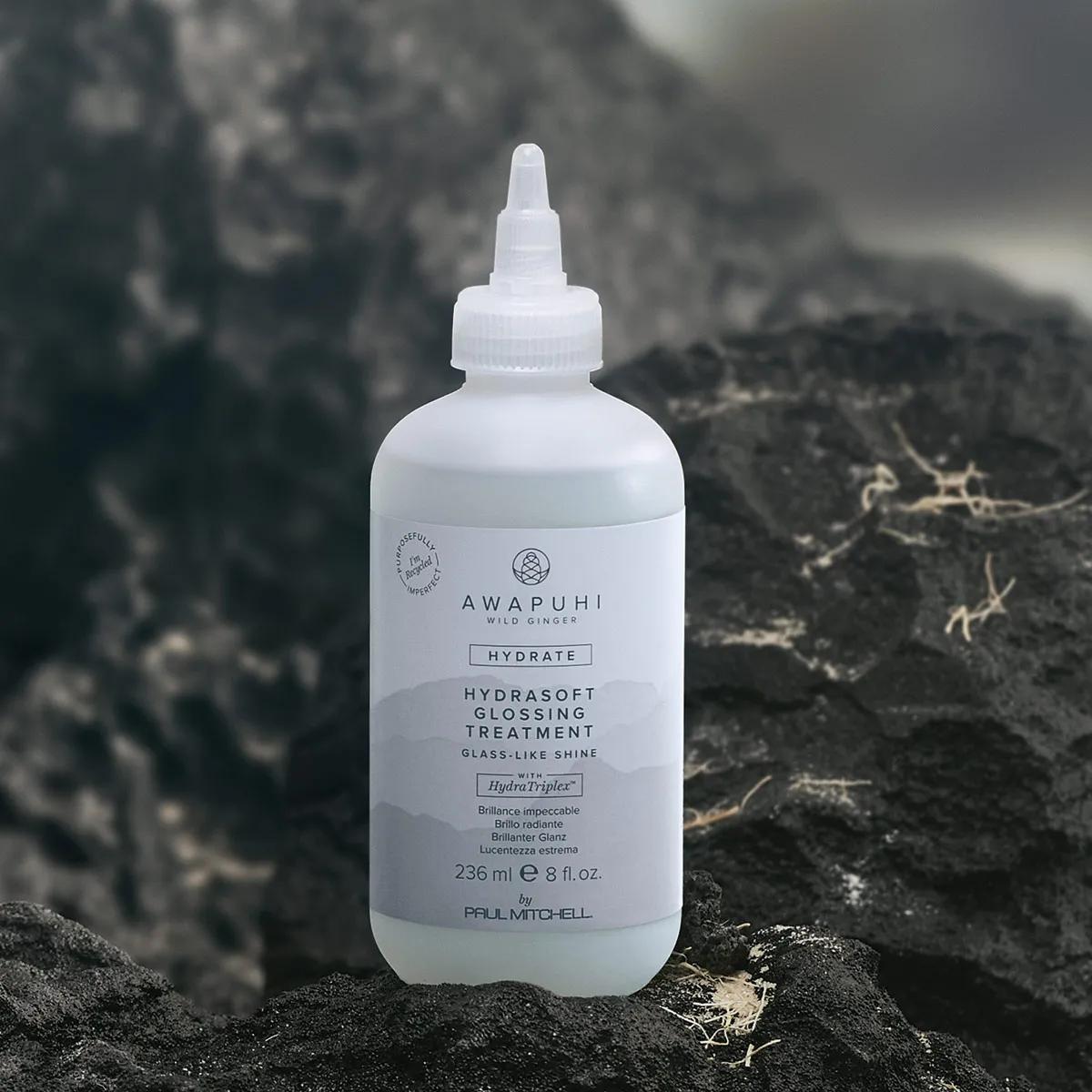 image of a bottle of HydraSoft Glossing Treatment